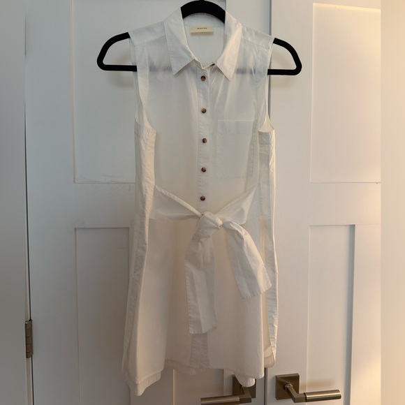 Maeve White Sleeveless Button Down Shirt with Tie Front - Picture 1 of 7